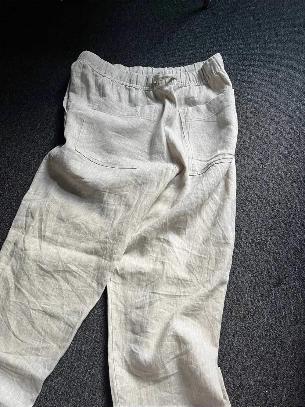 Zara Beige Linen Drawstring Chinos